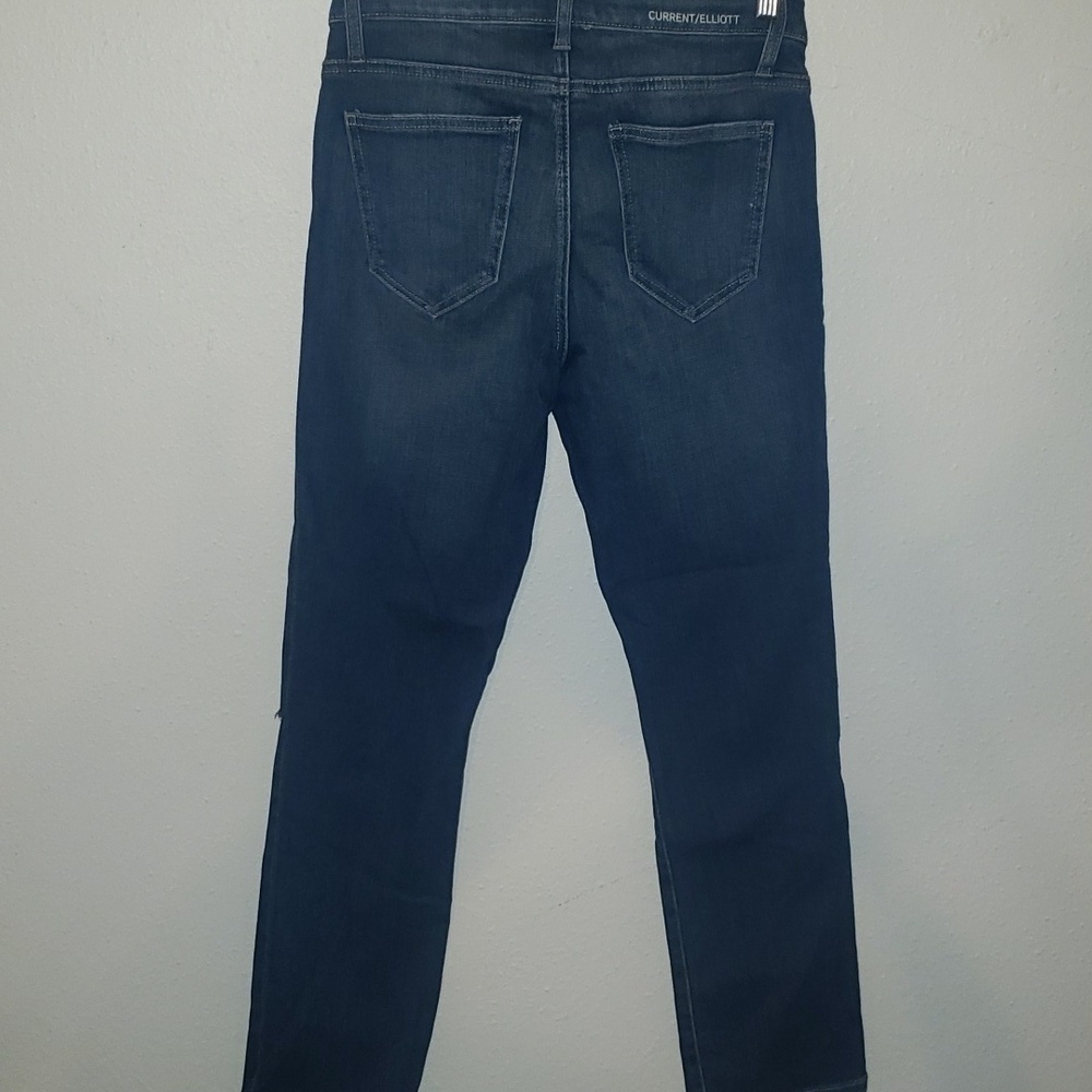 Current/Elliott High Rise Straight Stretch Distressed - Picture 5 of 7